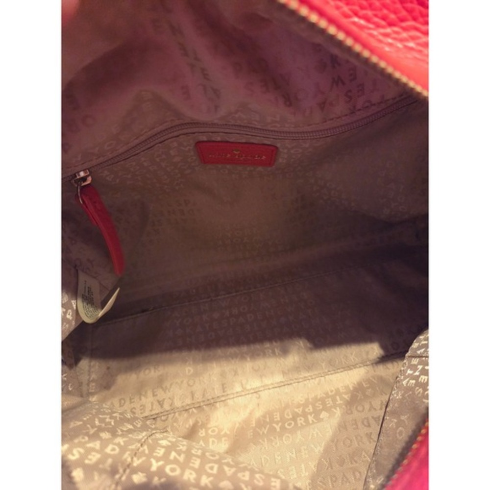 Kate Spade NY Grant Park Hadlen Pebbled Leather Satchel Crossbody Bag Coral Red - Picture 11 of 16